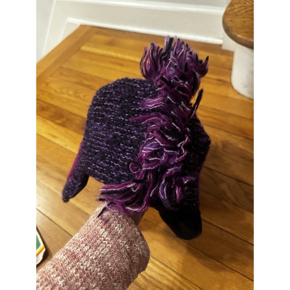 Nirvanna Designs‎ Purple Knit Mohawk Hat Handmade Wool Adult OSFM Nepal